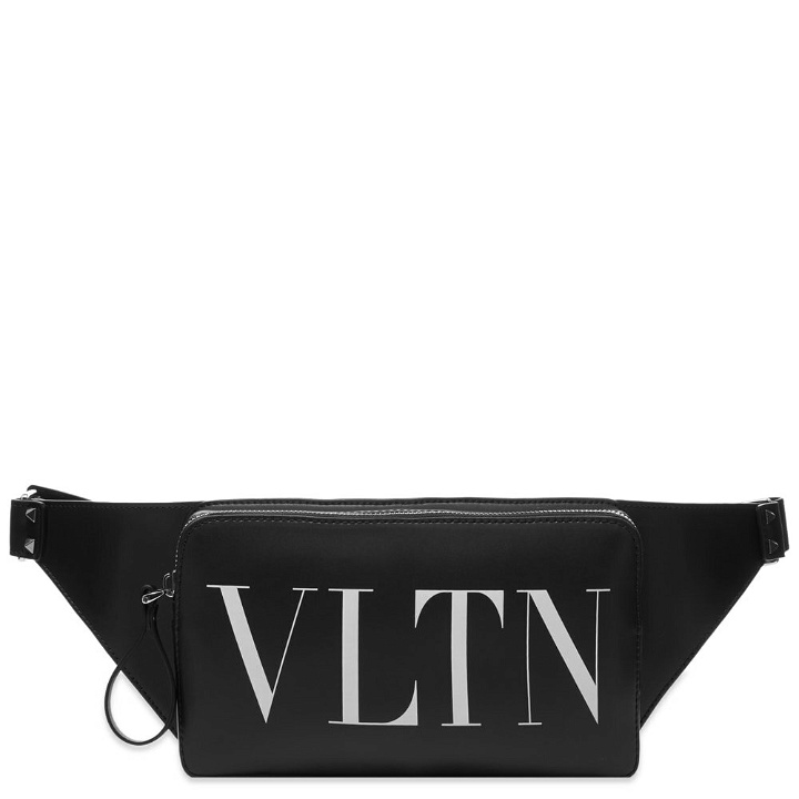 Photo: Valentino Men's VLTN Leather Waist Bag in Nero/Bianco