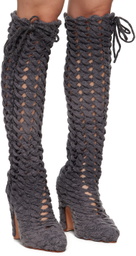 Isa Boulder SSENSE Exclusive Gray Spiral Cable Boots