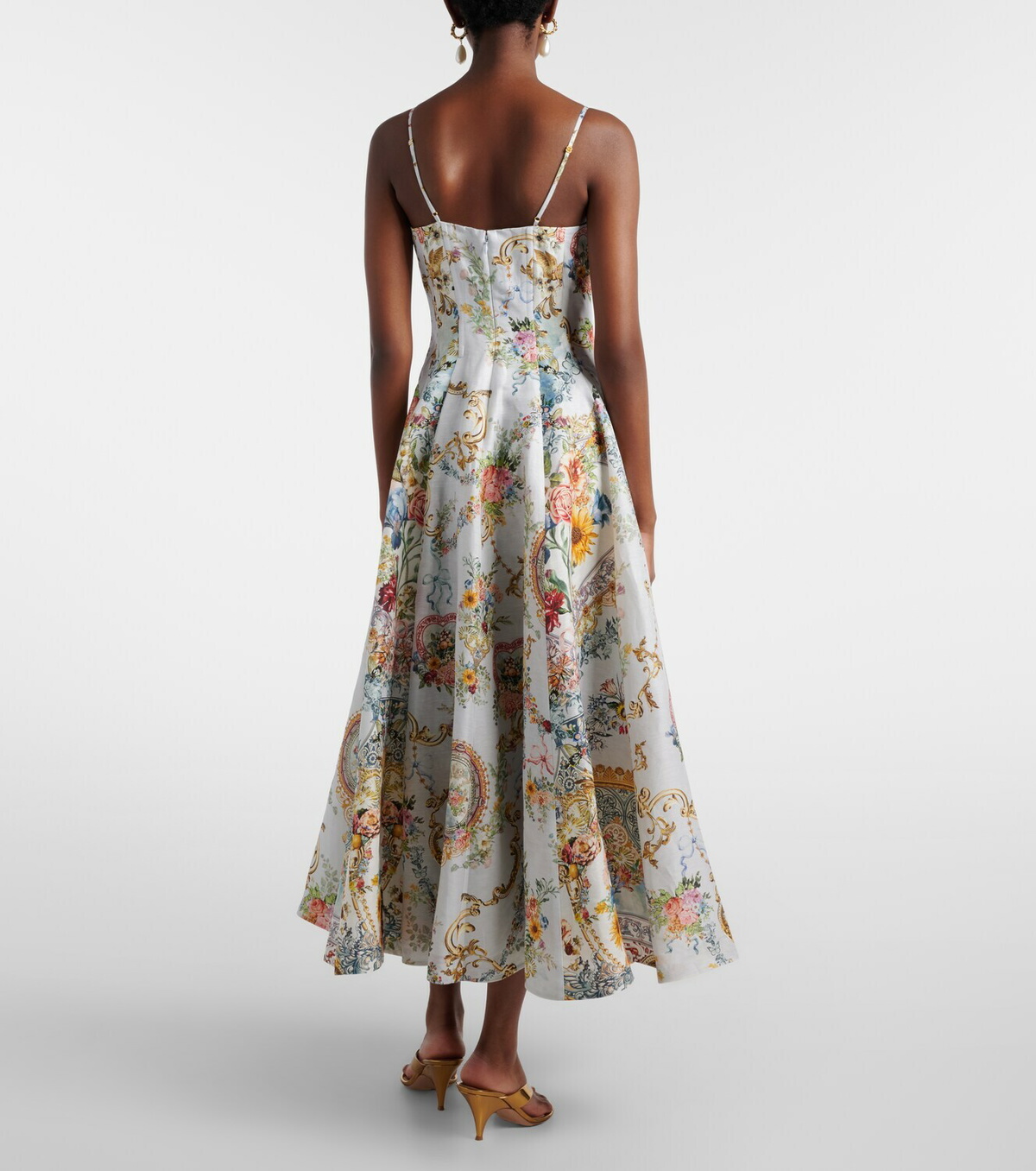 Camilla Printed linen and silk bustier dress