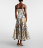 Camilla Printed linen and silk bustier dress