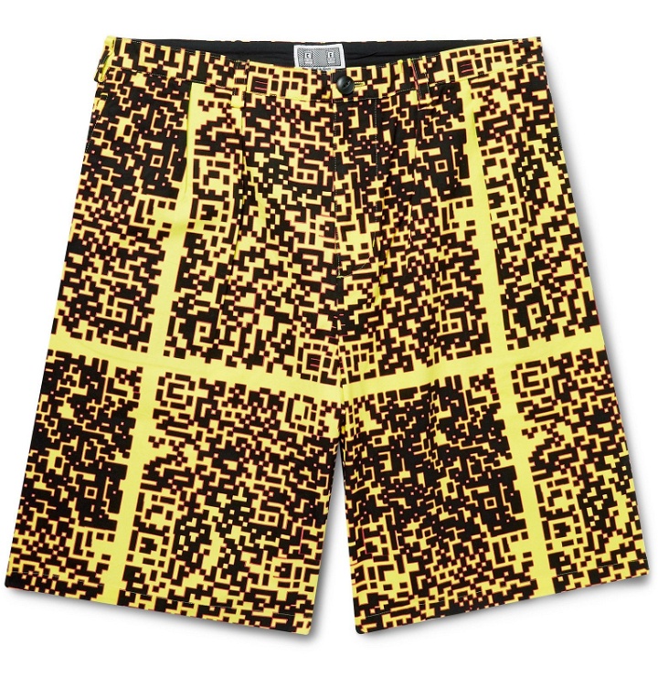 Photo: Cav Empt - Noise Wide-Leg Pleated Printed Cotton Shorts - Yellow