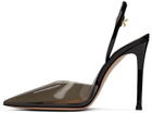 Gianvito Rossi Black Ribbon D'Orsay Plexi 105 Heels