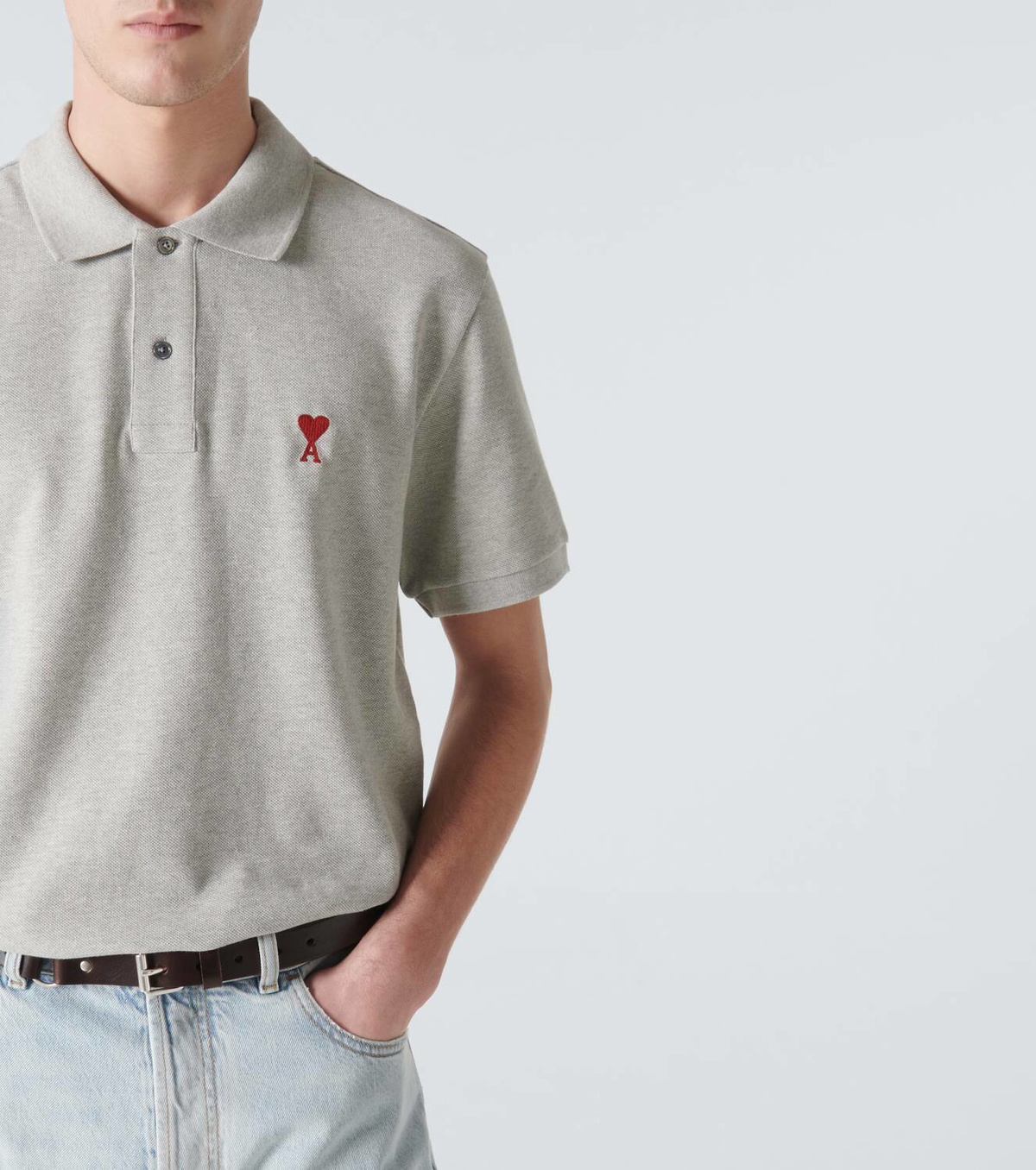 Ami Paris Ami De Cœur cotton piqué polo shirt AMI