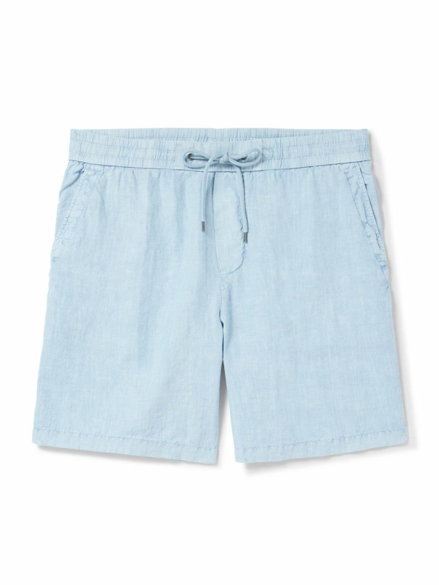 Photo: James Perse - Straight-Leg Garment-Dyed Linen Drawstring Shorts - Blue
