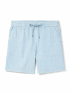 James Perse - Straight-Leg Garment-Dyed Linen Drawstring Shorts - Blue