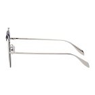 Alexander McQueen Silver and Blue Top Piercing Sunglasses