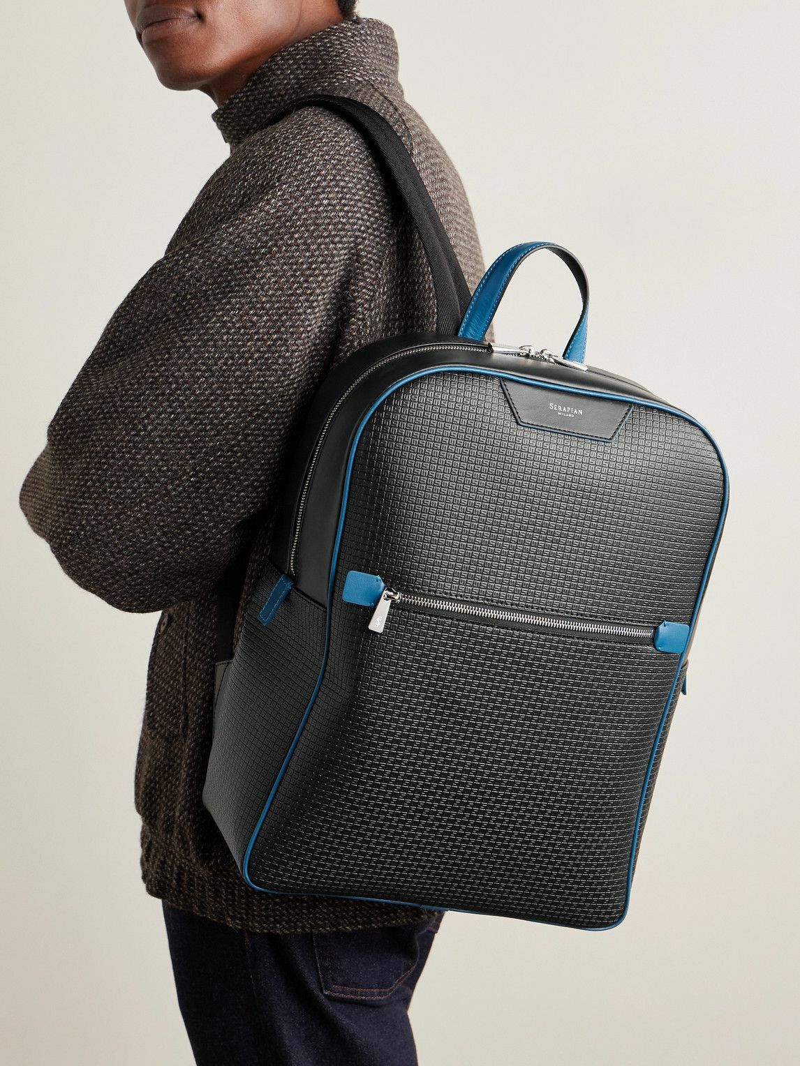 Serapian - Leather-Trimmed Stepan Coated-Canvas Backpack