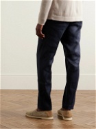 Lardini - Straight-Leg Pleated Linen-Blend Twill Drawstring Trousers - Blue