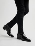 SAINT LAURENT - Wyatt Patent-Leather Boots - Black