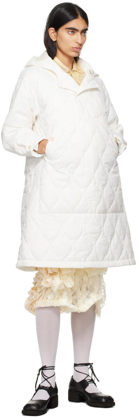 Tao Comme Des Garçons White Taffeta Quilting Coat