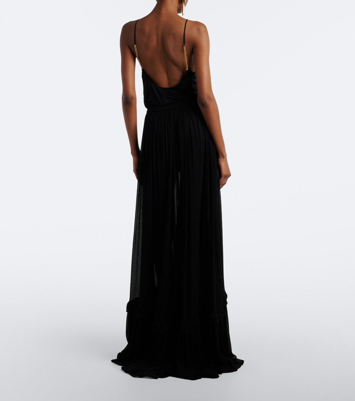 Saint Laurent Ruffled silk maxi skirt