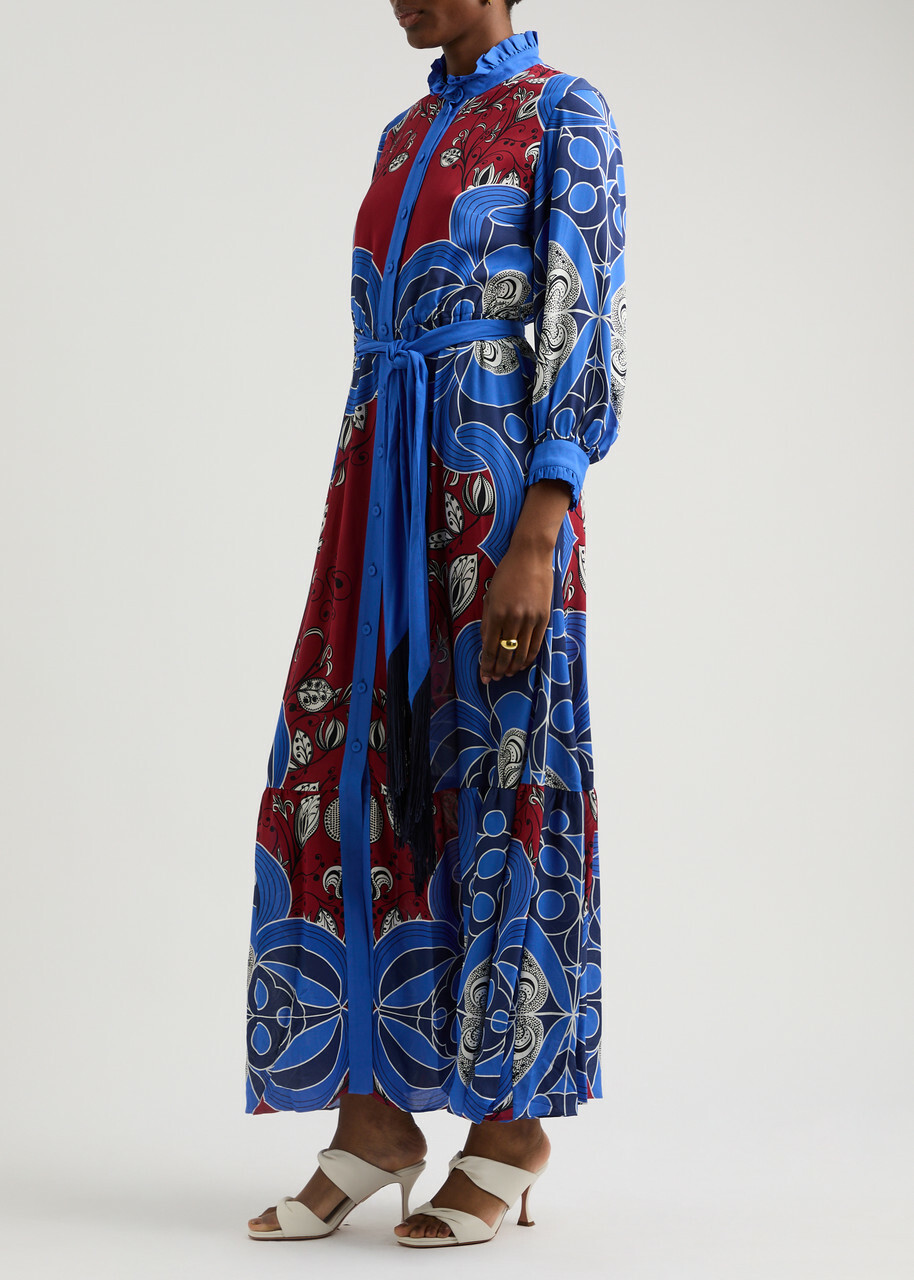 Borgo DE Nor Demi Printed Midi Shirt Dress Blue And White
