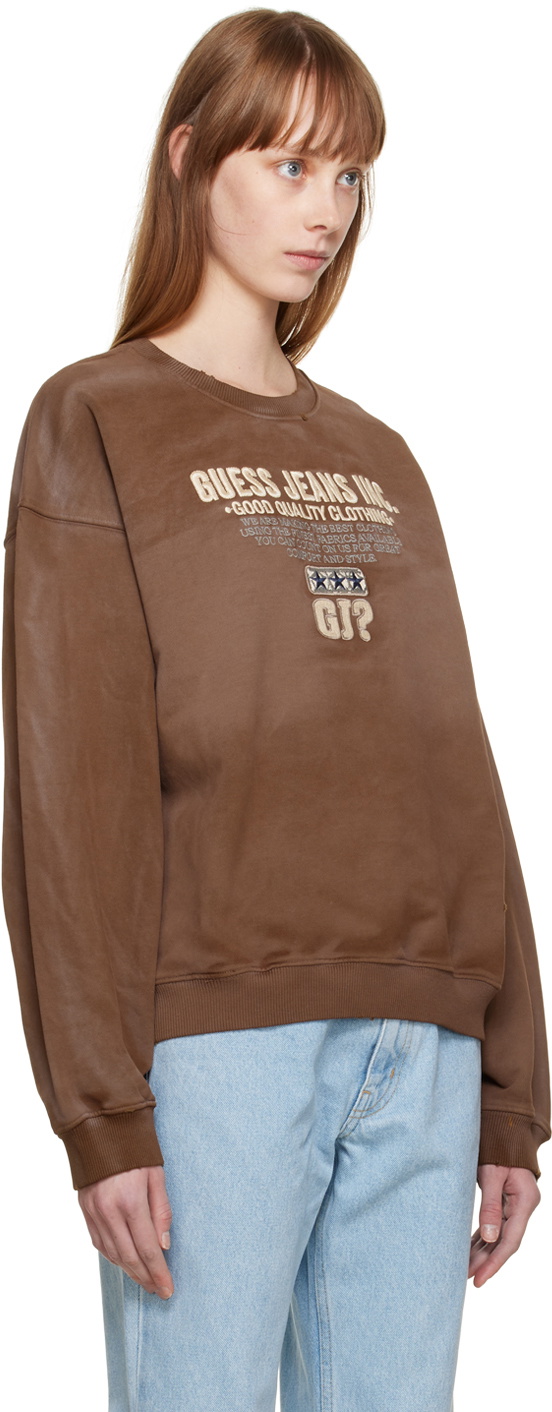 GUESS USA Brown Embroidered Sweatshirt