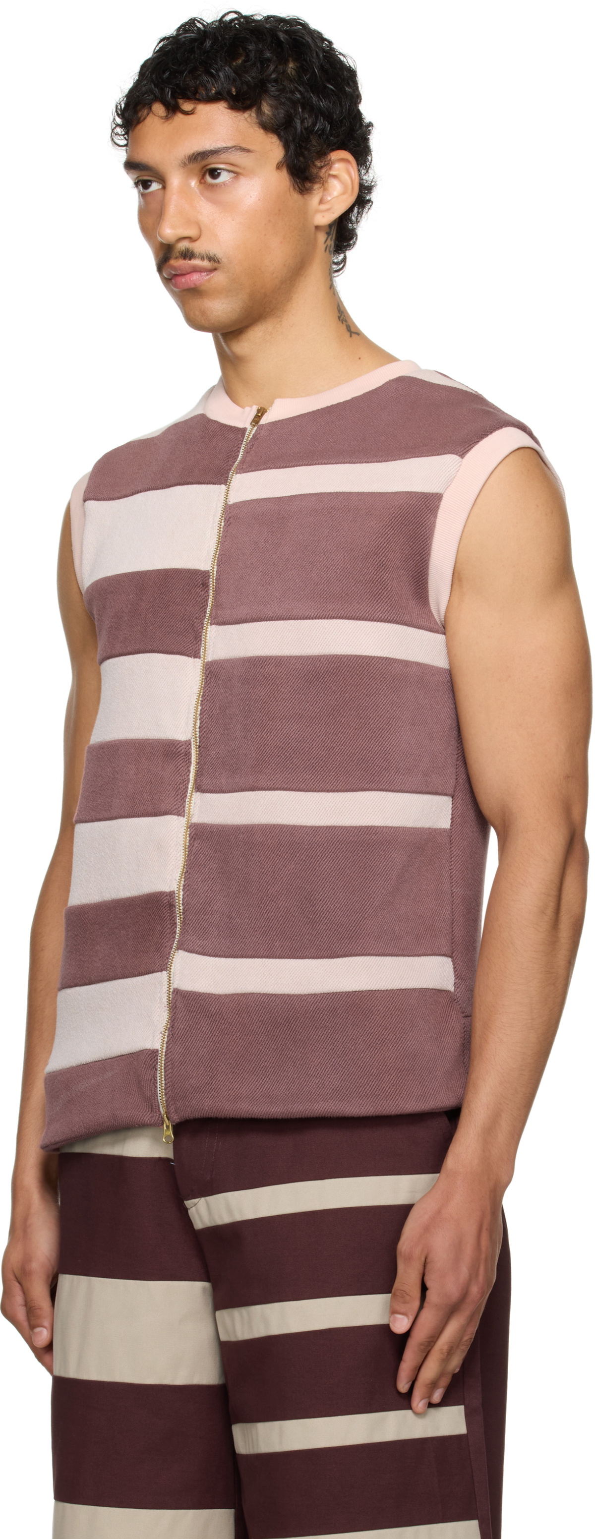 Stanley Raffington SSENSE Exclusive Purple & Pink Contrast Stripe Vest