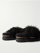 Sacai - Faux Shearling-Lined Faux Fur Slides - Black