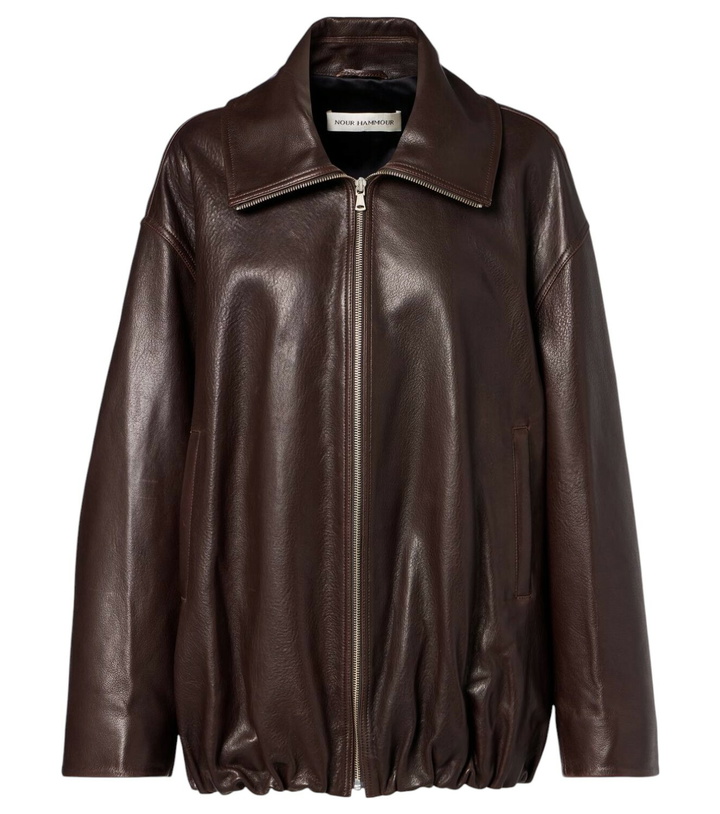 Photo: Nour Hammour Elisse leather bomber jacket
