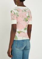 Chloe Flamingo-print Stretch-cotton top Ivory