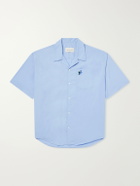 AMI PARIS - Logo-Embroidered Cotton-Poplin Shirt - Blue