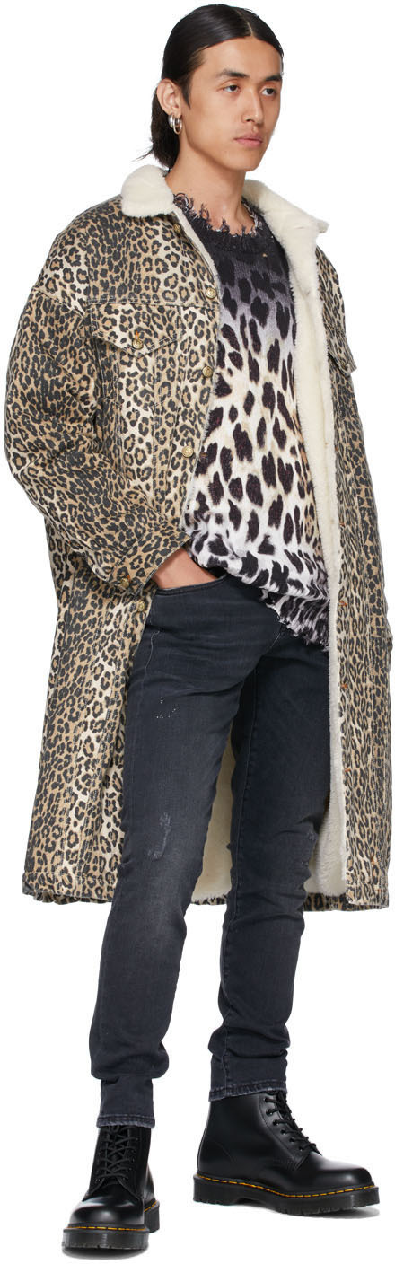 R13 Beige Leopard Lyle Trucker Coat R13