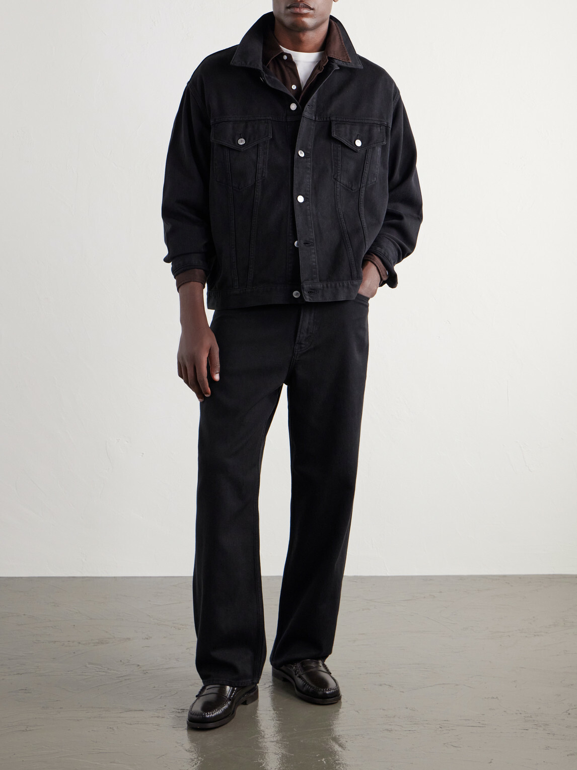 A.PRESSE - Straight-Leg Cotton and Silk-Blend Piqué Trousers - Black