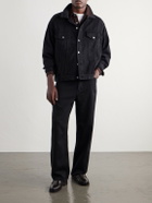 A.PRESSE - Straight-Leg Cotton and Silk-Blend Piqué Trousers - Black