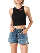 MC2 Saint Barth Cotton Crop Tank Top With St. Barth Embroidery