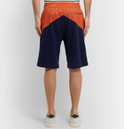 Brunello Cucinelli - Colour-Block Nylon and Mélange Cotton-Blend Jersey Drawstring Shorts - Orange