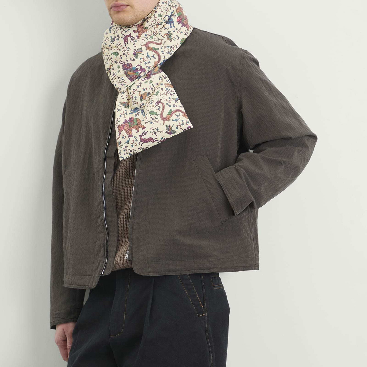 Drake's Men's x Nanga Quilted Scarf in Multi Print 