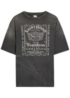 Saint Mxxxxxx Fearless Printed Distressed Cotton T-shirt Black