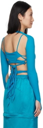BONBOM SSENSE Exclusive Blue Tie-Up Sleeve Tank Top