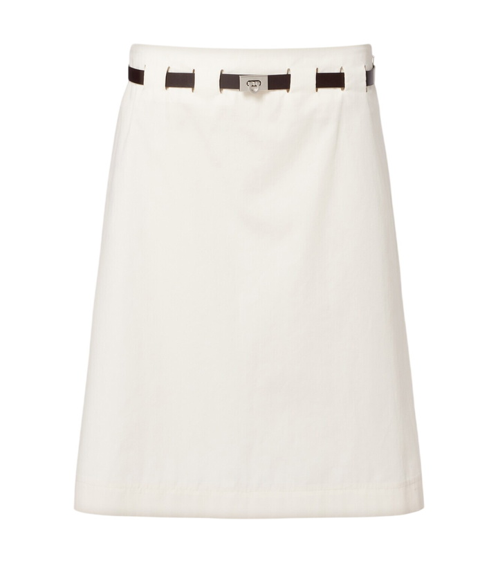 Photo: Ferragamo Belted cotton and silk miniskirt