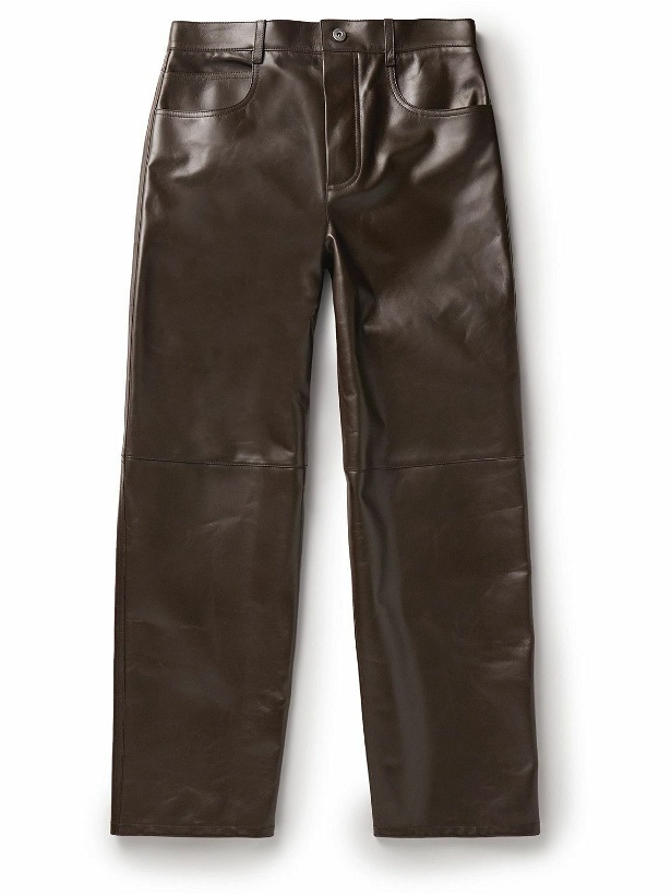 Photo: Bottega Veneta - Straight-Leg Panelled Leather Trousers - Brown