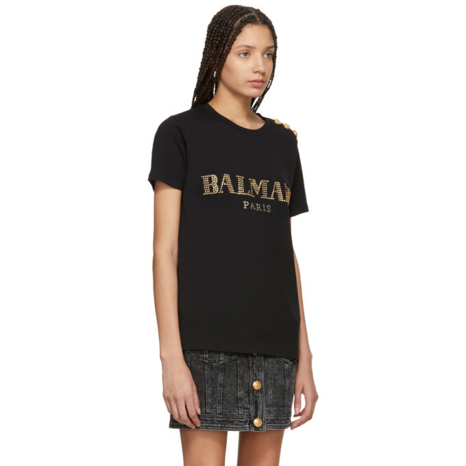 Balmain Black Studded Logo T-Shirt Balmain