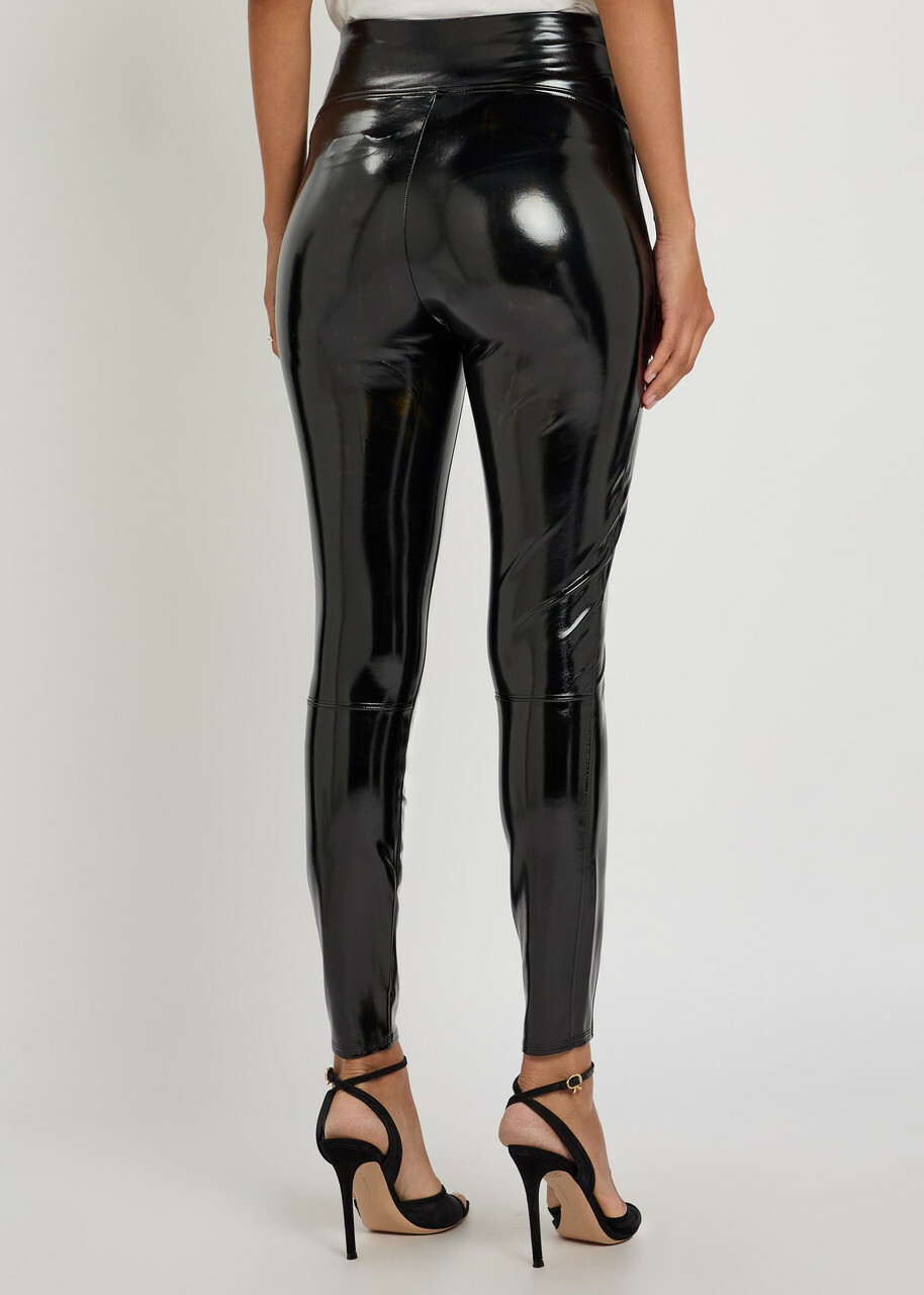 Spanx Panelled Faux Patent Leather Leggings Black