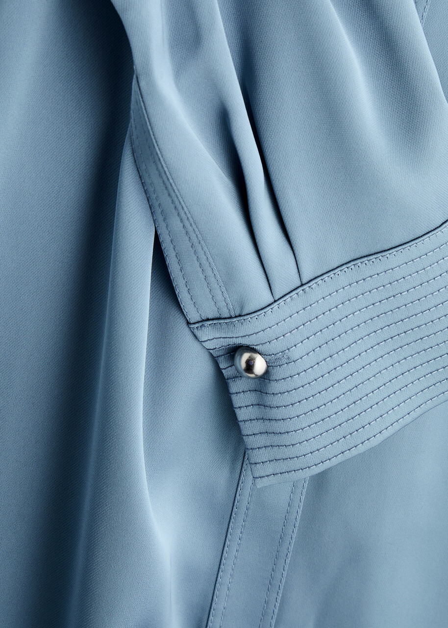 Stine Goya Satin Midi Shirt Dress Blue