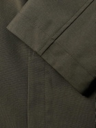 Yves Salomon - Leather-Trimmed Woven Jacket - Green