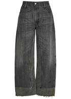 B Sides Reworked Vintage Culotte Panelled Wide-leg Jeans Black