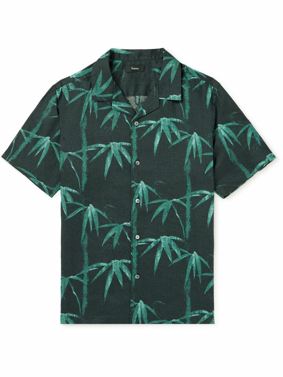 Theory - Irving Camp-Collar Printed Linen Shirt - Black