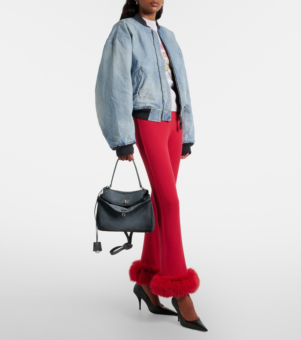 Balenciaga Rodeo Small suede top-handle bag