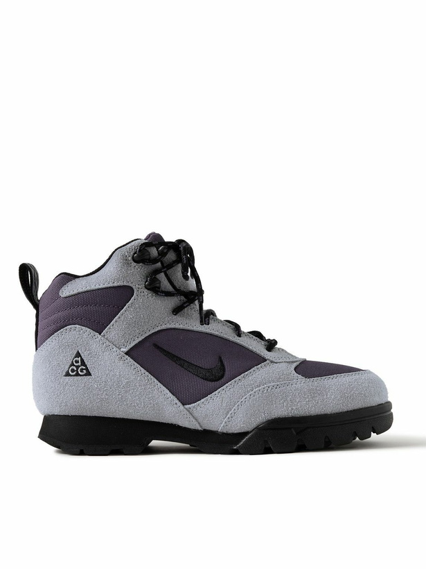 Photo: Nike - ACG Torre Mid Canvas and Suede Hiking Boots - Gray