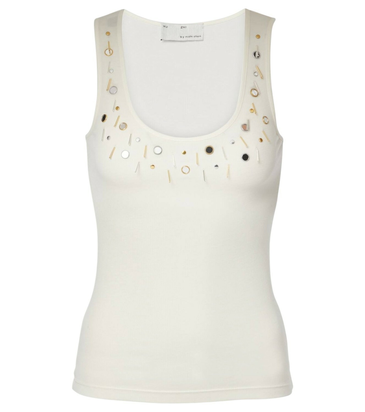 ◆2000Archives◆ JACQUARD BEADED TANK TOP WHITE 2A24HSBL03WH JACQUARD BEADED TANK TOP (WHITE) - 2000 Archives