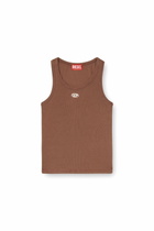 Diesel Slim ribbed tank top with metallic Oval D - T-Shirts Womens in Brown