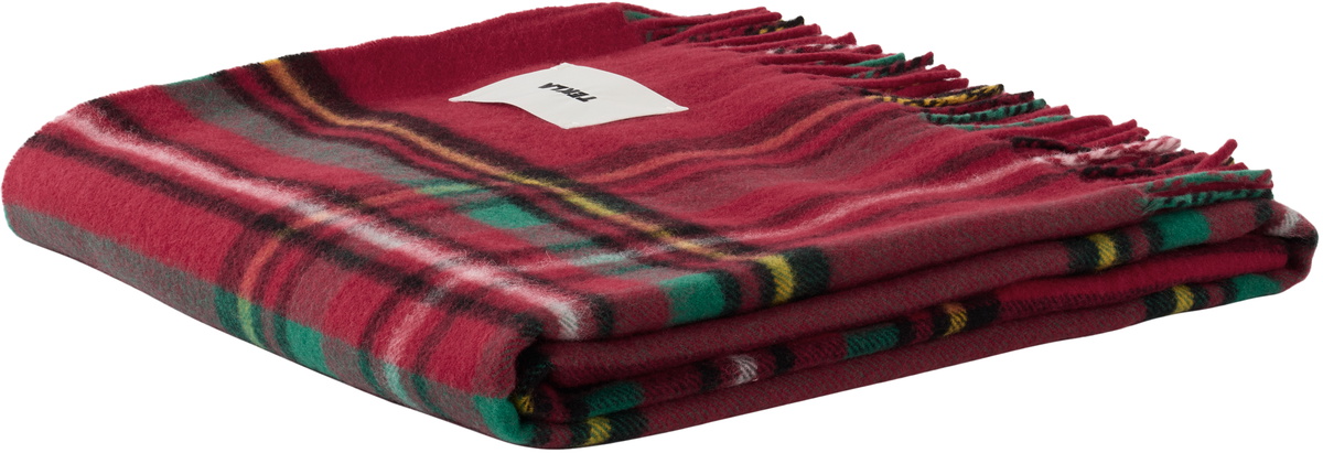 Tekla Red Fringed Blanket