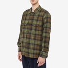 Universal Works Men's Moorland Check Utility Shirt in Olive