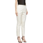 Saint Laurent White Silk Striped Satin Trousers