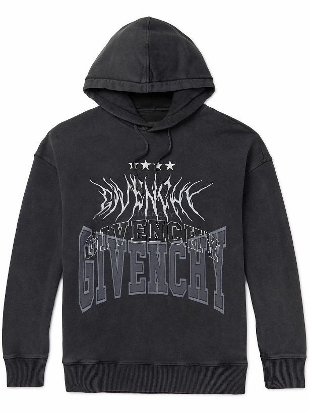 Photo: Givenchy - Oversized Logo-Detailed Cotton-Jersey Hoodie - Gray