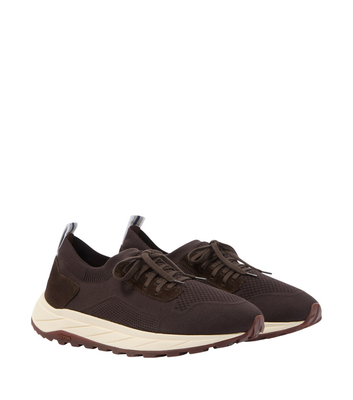 Photo: Fedeli Knitted suede-trimmed sneakers