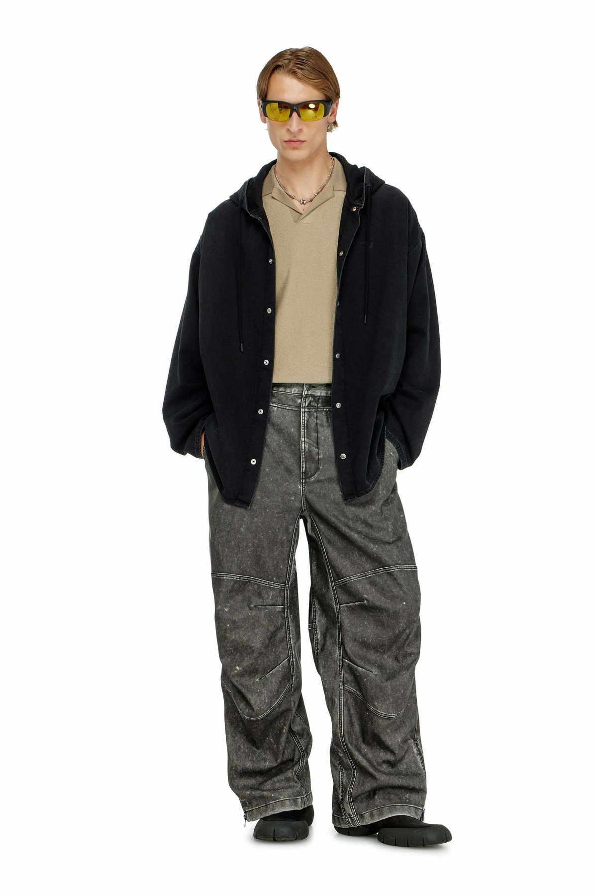 Diesel Pants in distressed-effect bonded material - Pants Mens in Grey