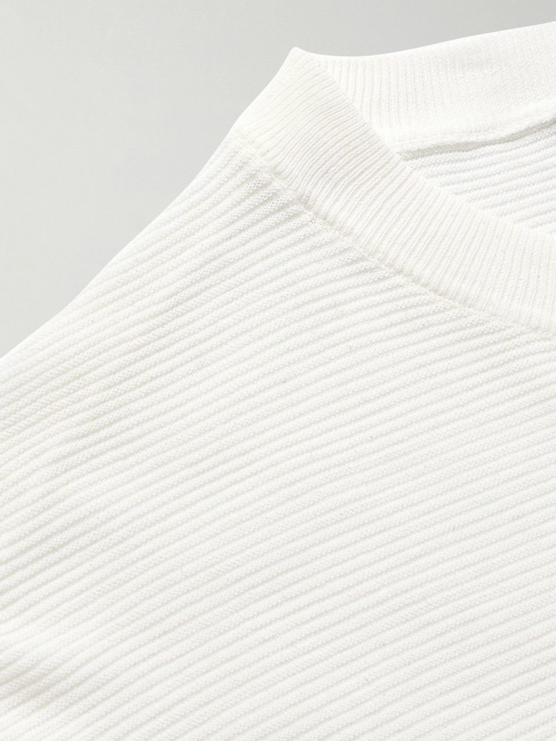 Eleventy - Slim-Fit Ribbed Cotton T-Shirt - White