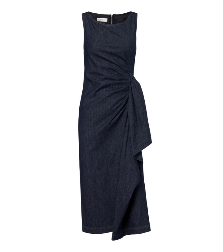 Photo: Dries Van Noten Draped denim midi dress
